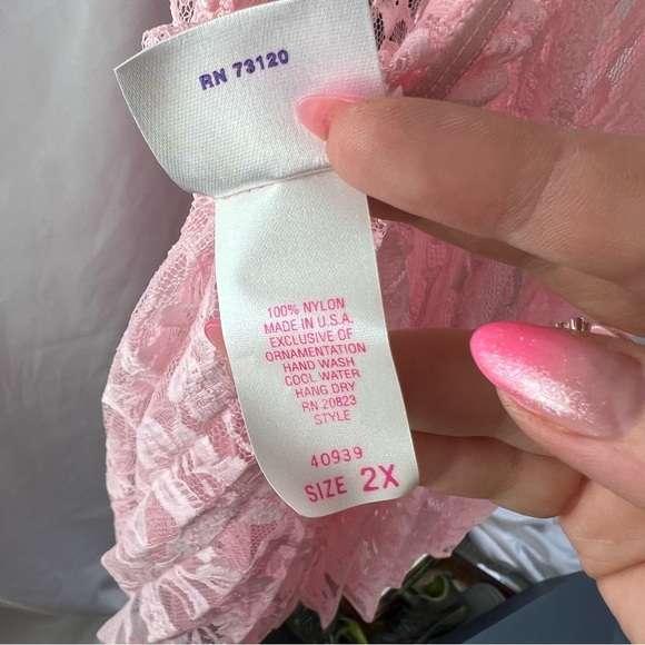 Frederick's of Hollywood Vintage Pink Nightie Lingerie, size 2X - Picture 3 of 7